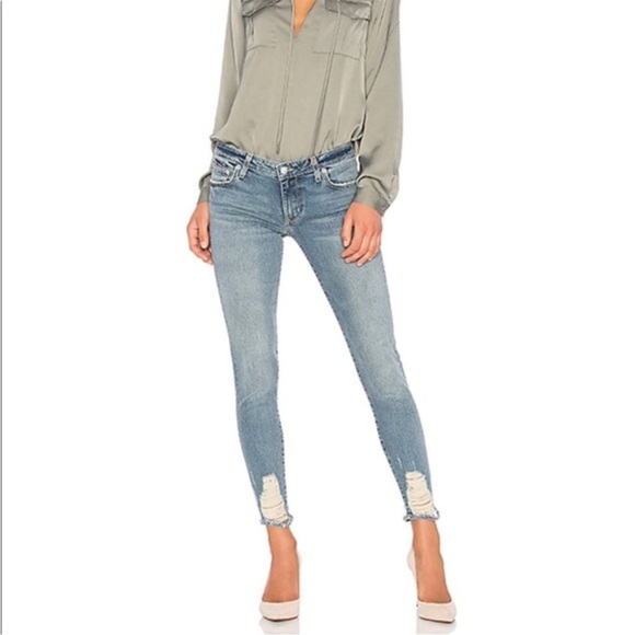Lovers + Friends Revolve Ricky Mid Rise Skinny Distressed Ankle Denim Jeans - Picture 1 of 13